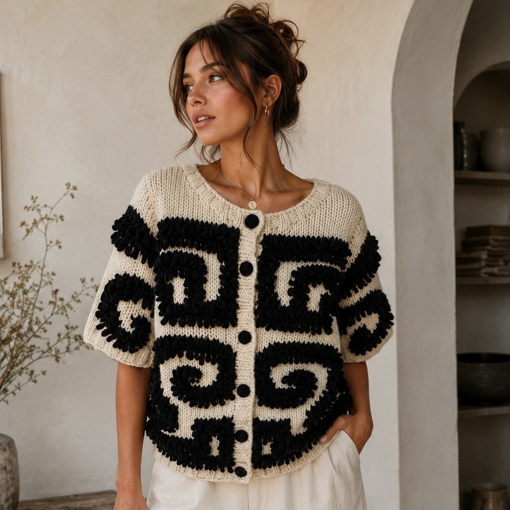 Anthropologie Charlie & Robin whimsical cardigan 100% wool M Indie Glamoratti